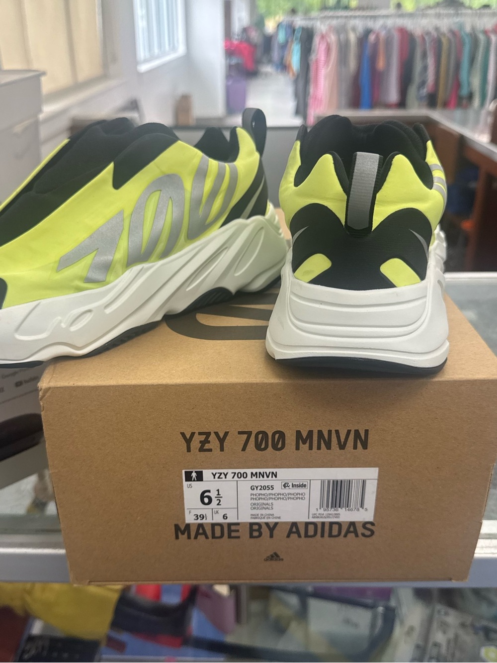 Men's ADIDAS Yeezy Boost 700 MNVN Laceless Phosphor / Phosphor Size 6.5